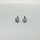 Round Aquamarine Knot Stud Earrings in Sterling Silver