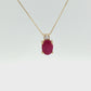 14k Yellow Gold Oval Ruby and Diamond Pendant Necklace