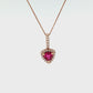 Trillion-Cut Ruby and Diamond Halo Pendant Necklace in 14K Rose Gold