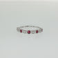 14K White Gold Ruby and Diamond Stackable Band