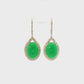 14K Yellow Gold Oval Chrysoprase and Diamond Drop Earrings