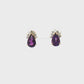 14K Yellow Gold Pear Amethyst and Diamond Earrings