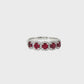 14K White Gold 5-Stone Ruby and Diamond Halo Ring