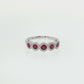 14K White Gold Five-Stone Ruby and Diamond Halo Ring
