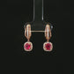 14K Rose Gold Ruby and Diamond Halo Drop Earrings