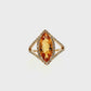 14K Yellow Gold Marquise Citrine Diamond Halo Cocktail Ring