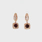 14K Rose Gold Ruby and Diamond Halo Drop Earrings