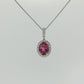 Oval Pink Tourmaline Diamond Halo Pendant Necklace