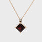 14K Yellow Gold Princess Cut Garnet Diamond Necklace