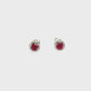 14K White Gold Round Ruby and Diamond Halo Stud Earrings