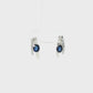 14K White Gold Sapphire and Diamond Split Hoop Earrings