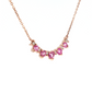 14K Rose Gold Pink Sapphire and Diamond Curved Necklace
