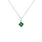 14K White Gold Princess Cut Emerald and Diamond Pendant Necklace