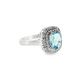 Cushion Aquamarine Double Halo Diamond Ring in 14K White Gold