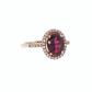 Oval Rhodolite Diamond Halo Ring in 10K Rose Gold