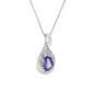Sterling Silver Pear Tanzanite and Diamond Teardrop Pendant Necklace