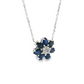 Royal Blue Sapphire Floral Pendant Necklace in 14K White Gold