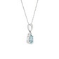 Oval Aquamarine Diamond Accent Pendant Necklace in Sterling Silver