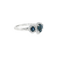 Oval Sapphire Three-Stone Diamond Halo Ring in 10K White Gold