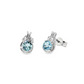Round Aquamarine Knot Stud Earrings in Sterling Silver