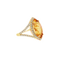 14K Yellow Gold Marquise Citrine Diamond Halo Cocktail Ring