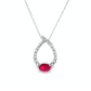 Oval Ruby and Diamond Teardrop Pendant Necklace in 14K White Gold