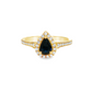 10K Yellow Gold Pear Sapphire Diamond Halo Ring