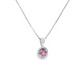 14K White Gold Pink Sapphire Diamond Halo Pendant Necklace