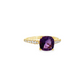 Cushion Amethyst and Diamond Ring in 10K Yellow Gold