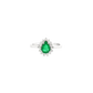 Pear Emerald and Diamond Halo Ring in White Gold