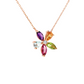 14K Rose Gold Multi-Gemstone Flower Pendant Necklace