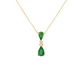 14K Yellow Gold Pear Emerald and Diamond Drop Pendant Necklace