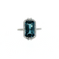 Emerald-Cut London Blue Topaz Halo Ring in 14K White Gold
