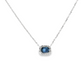 14K White Gold Emerald-Cut Sapphire and Diamond Halo Necklace