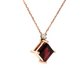 14K Yellow Gold Princess Cut Garnet Diamond Necklace