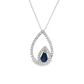 14K White Gold Pear Sapphire and Diamond Teardrop Necklace