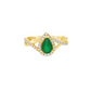 10k Yellow Gold Pear Emerald and Diamond Halo Ring