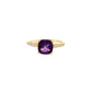 Cushion Amethyst and Diamond Ring in 10K Yellow Gold