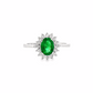 18K White Gold Oval Emerald and Diamond Halo Ring