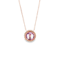 14k Rose Gold Round Amethyst Diamond Halo Pendant Necklace
