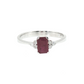 14k White Gold Emerald-Shaped Ruby and Diamond Ring