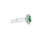 18K White Gold Oval Emerald and Diamond Halo Ring
