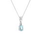 Oval Aquamarine Diamond Accent Pendant Necklace in Sterling Silver