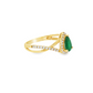 10k Yellow Gold Pear Emerald and Diamond Halo Ring
