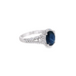 Oval Sapphire and Diamond Halo Ring in 10K White Gold