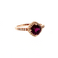 14K Rose Gold Cushion Rhodolite Diamond Halo Ring
