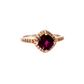 14K Rose Gold Cushion Rhodolite Diamond Halo Ring
